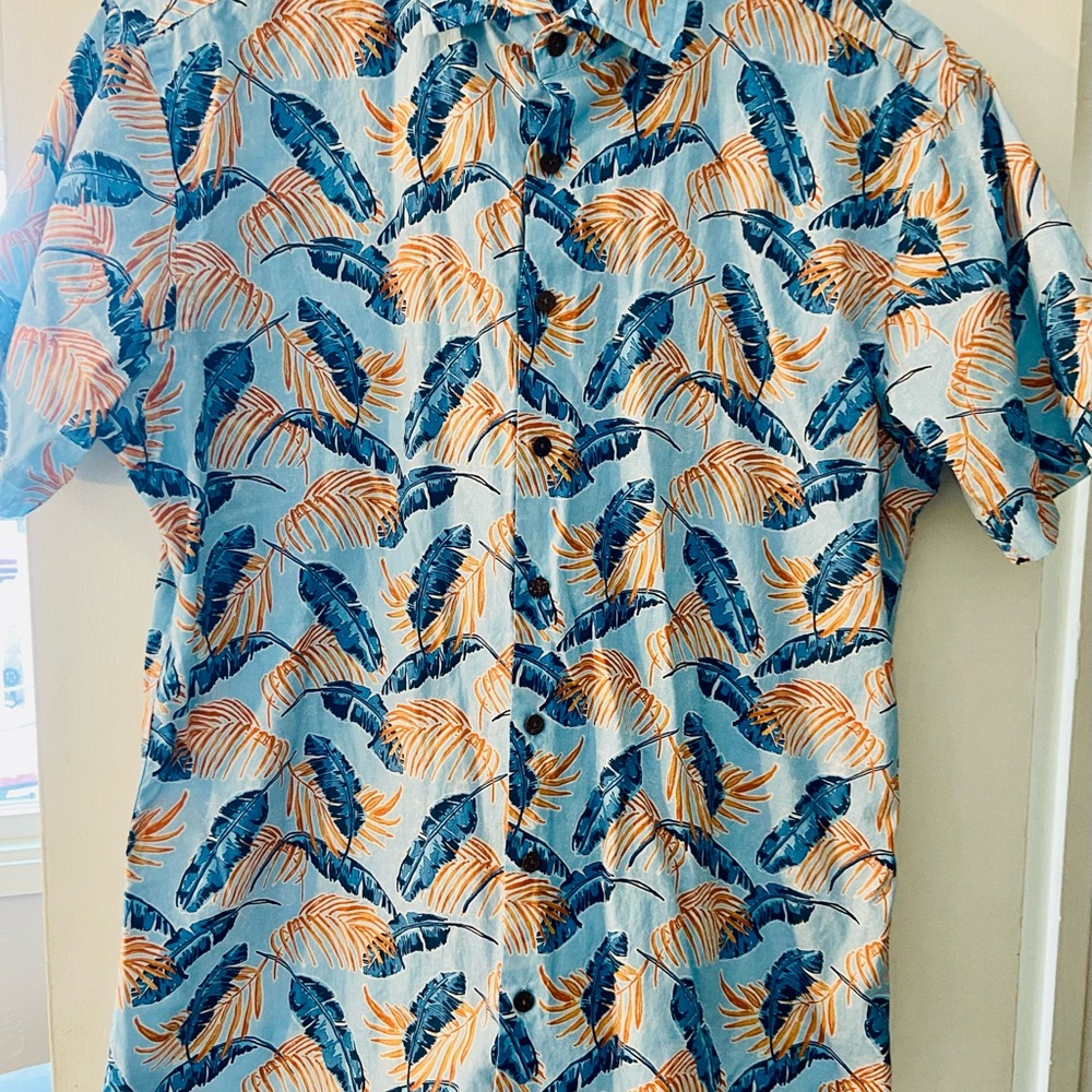 Rodd & Gunn Vibrant Blue and Orange Casual Shirt - slim/sports fit L